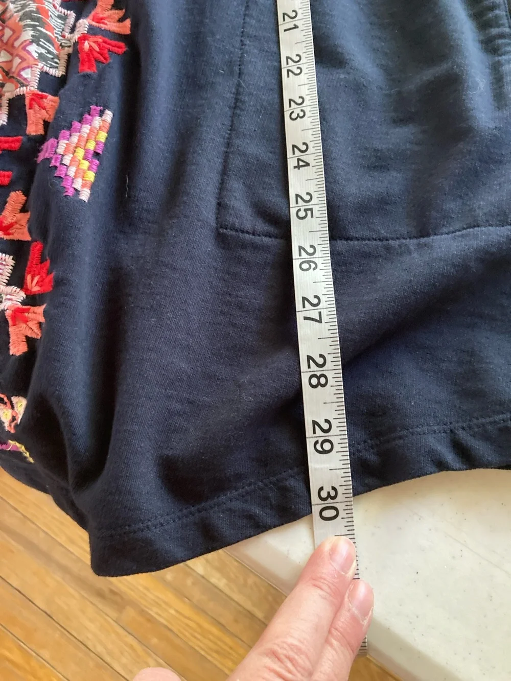 Lucky Brand Navy Cardigan with Multicolor Geometric Embroidery - Picture 11 of 11